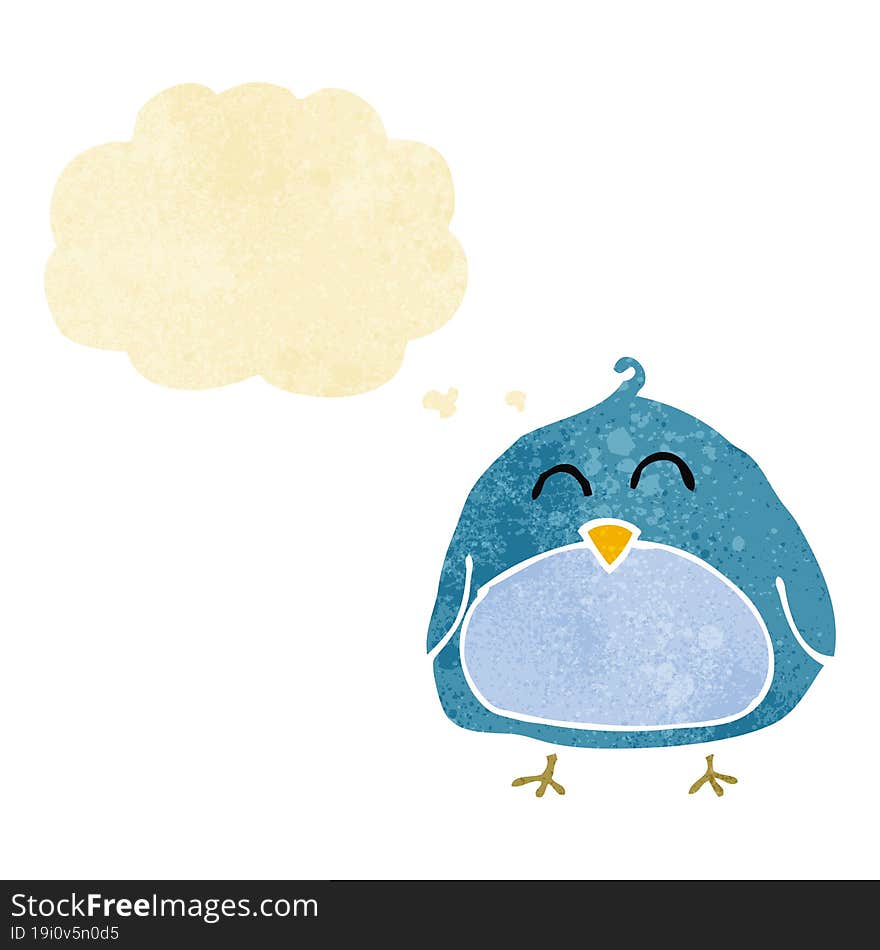 Funny Cartoon Bird With Thought Bubble