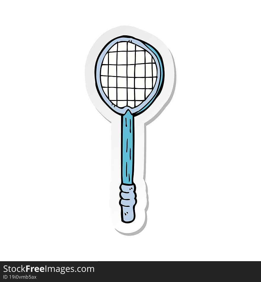 sticker of a cartoon old tennis racket