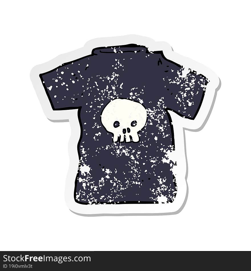 retro distressed sticker of a cartoon skull tee