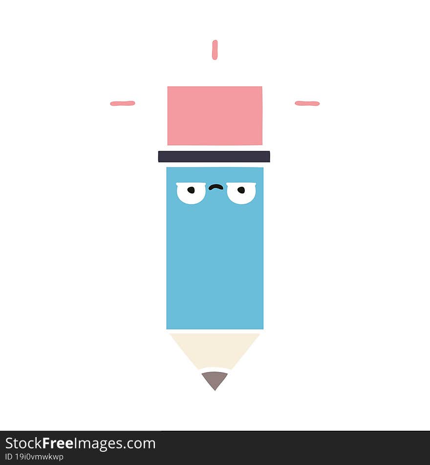 flat color retro cartoon of a pencil