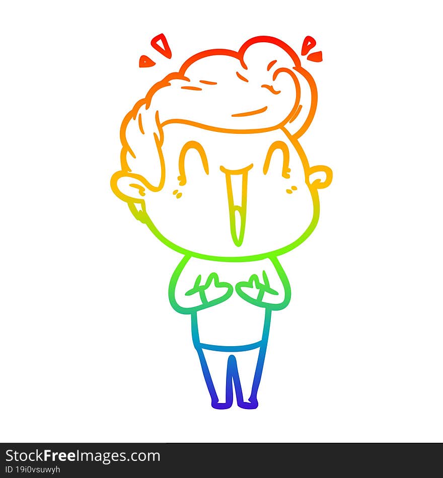 rainbow gradient line drawing cartoon excited man