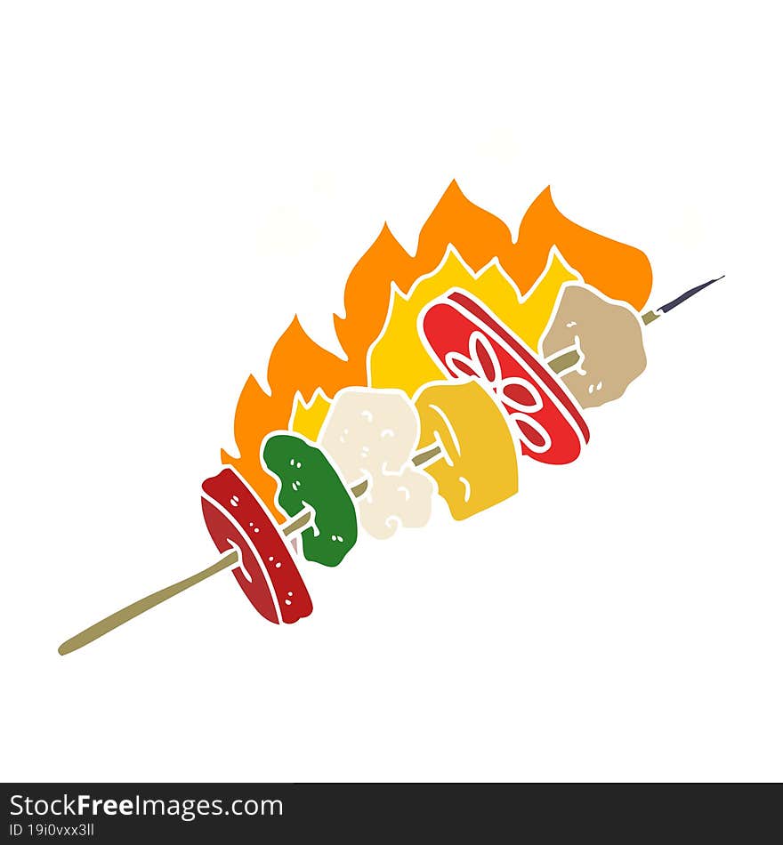 flat color style cartoon kebab sticks