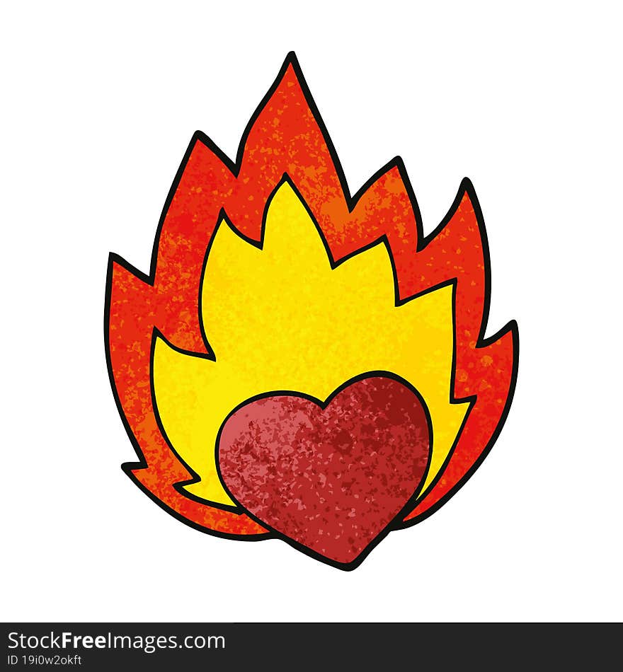 cartoon doodle flaming heart