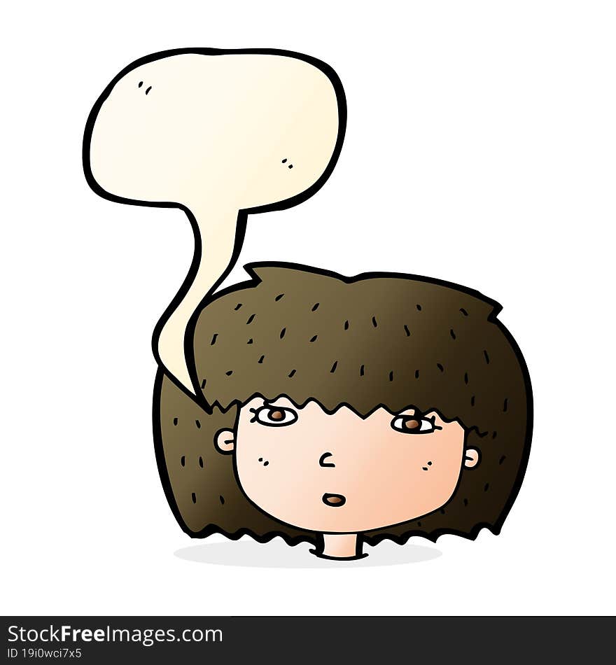 cartoon female face with speech bubble