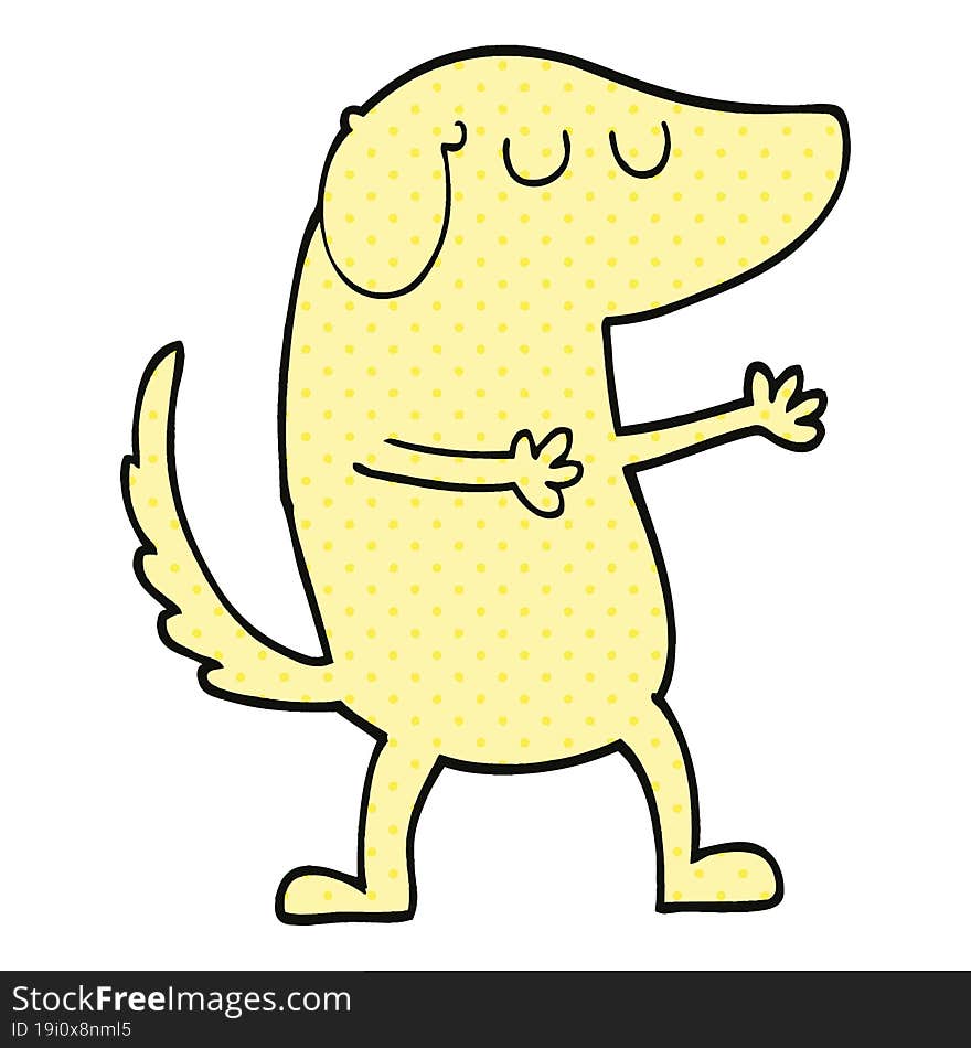 comic book style cartoon happy dog