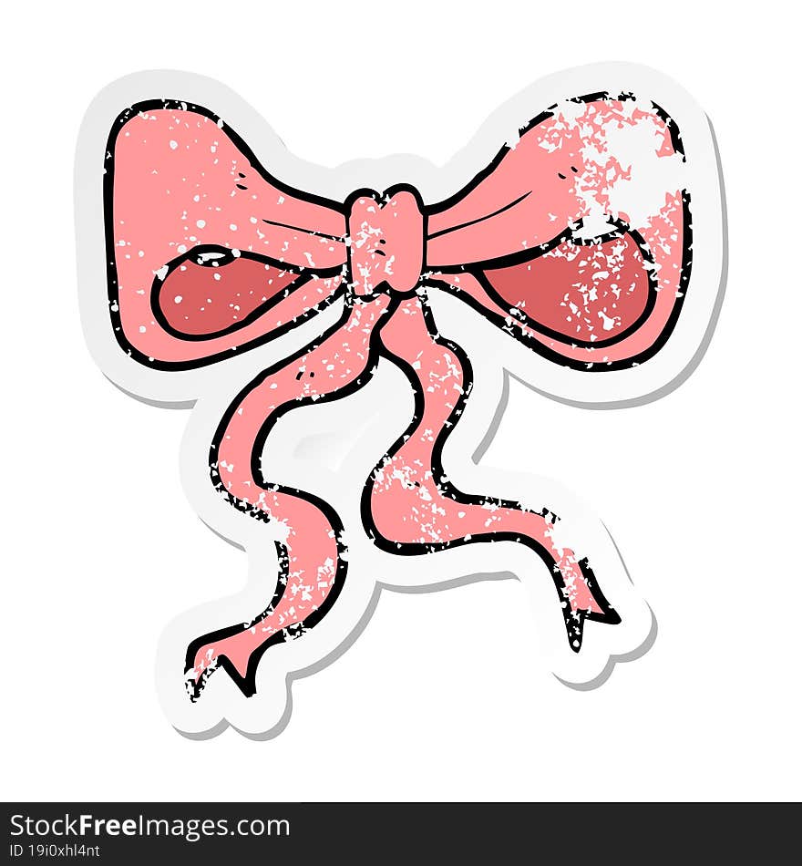 Distressed Sticker Of A Cartoon Bow