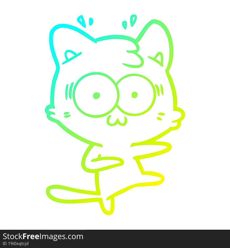 cold gradient line drawing cartoon surprised cat