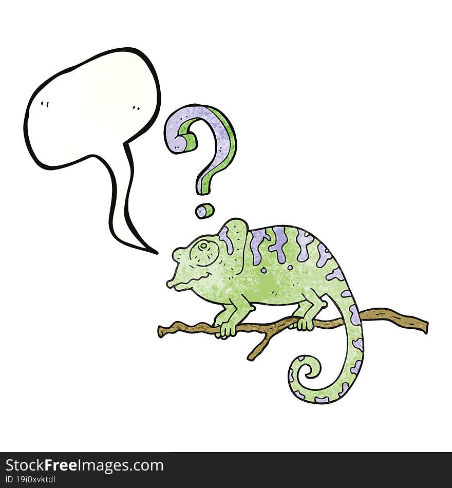 speech bubble textured cartoon curious chameleon