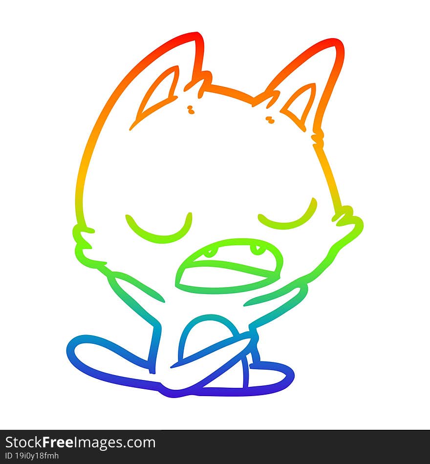 Rainbow Gradient Line Drawing Talking Cat Cartoon