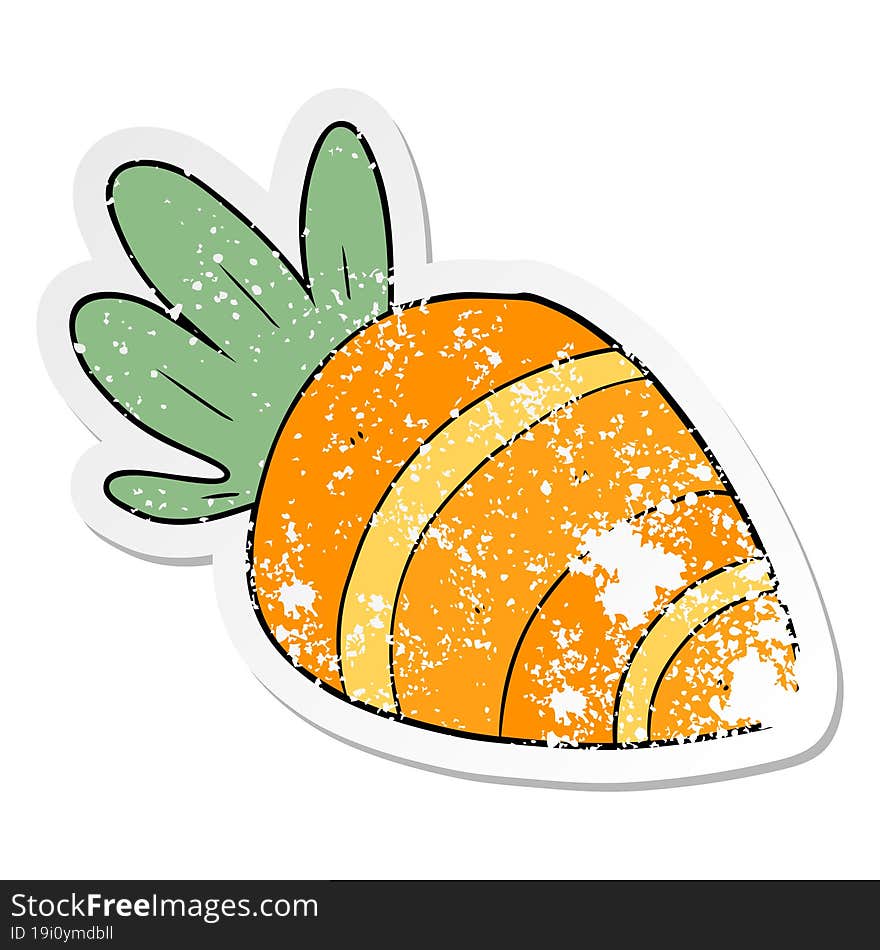 distressed sticker of a cartoon carrot