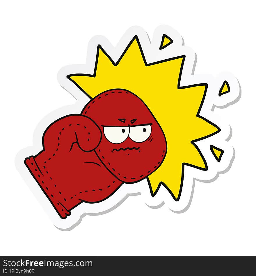 Sticker Of A Cartoon Boxing Glove