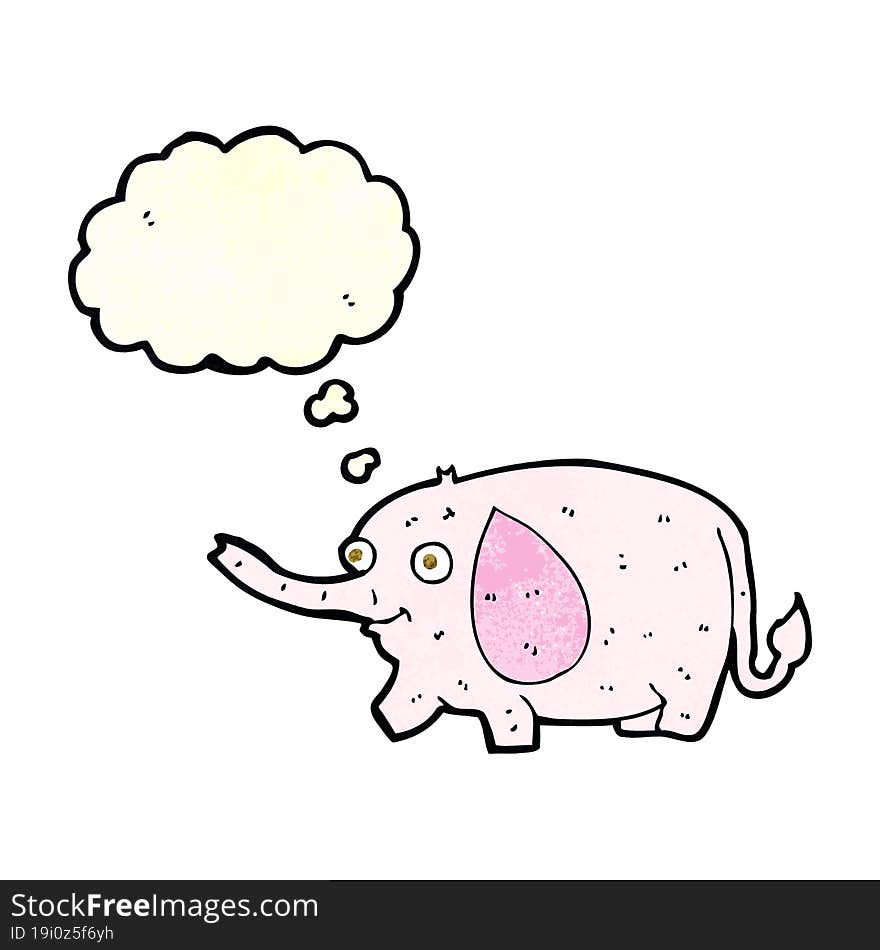 cartoon funny little elephant with thought bubble