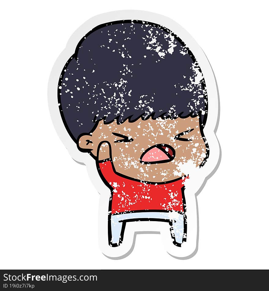 distressed sticker of a cartoon stressed man