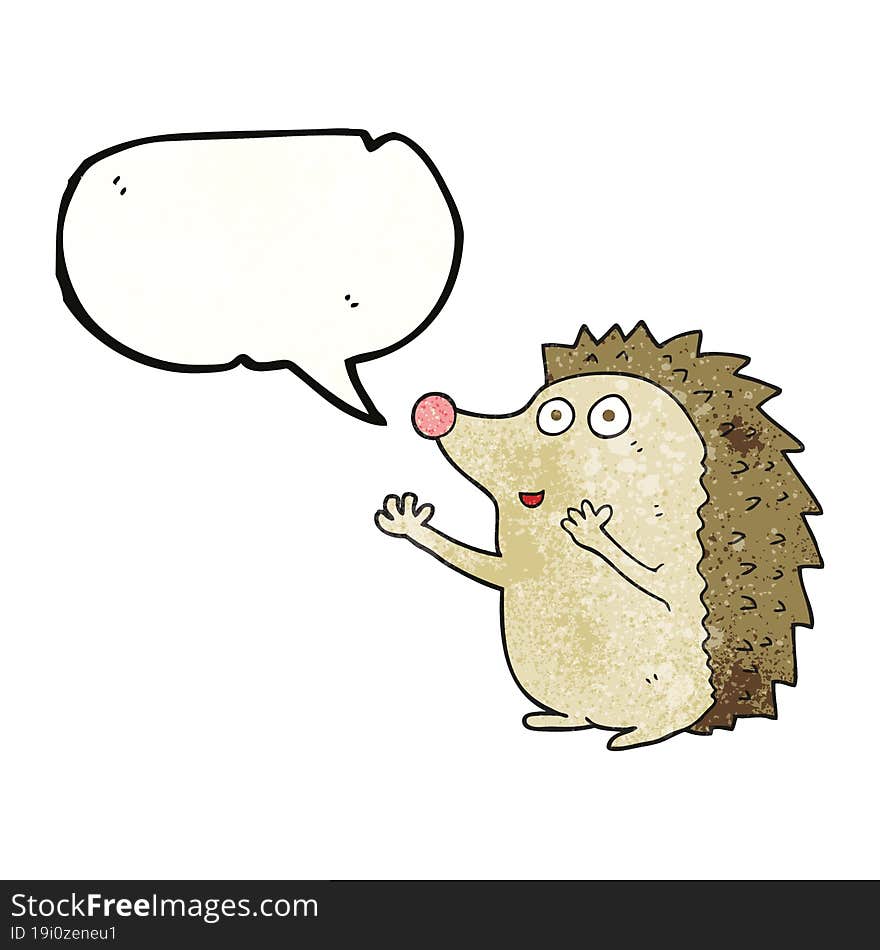 speech bubble textured cartoon cute hedgehog