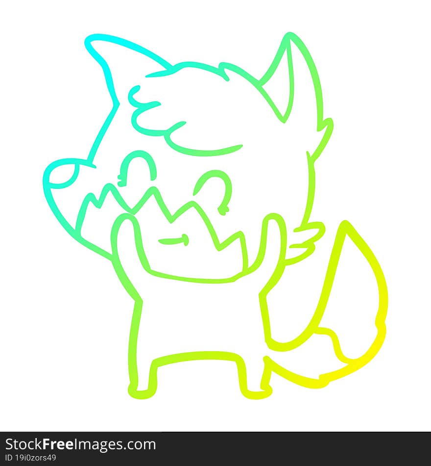 cold gradient line drawing cartoon friendly fox