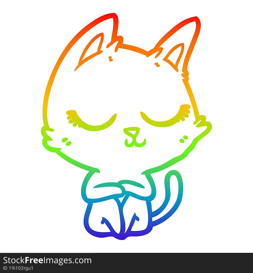 rainbow gradient line drawing calm cartoon cat