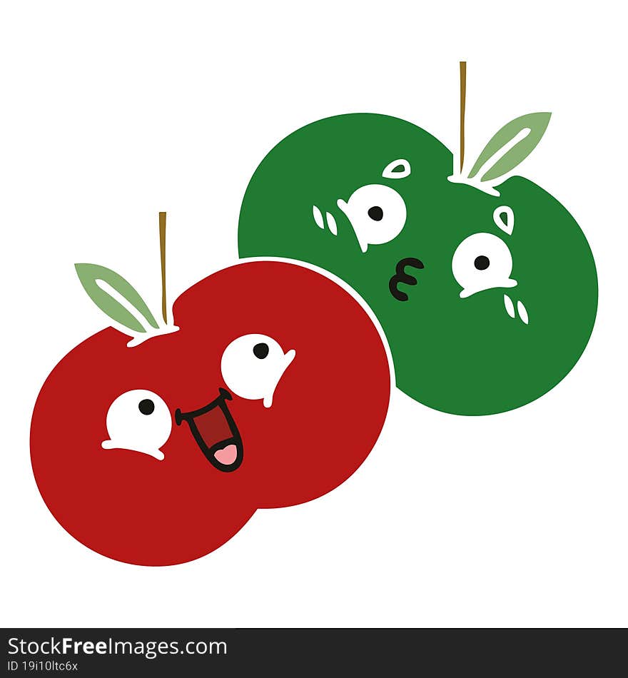 flat color retro cartoon juicy apple