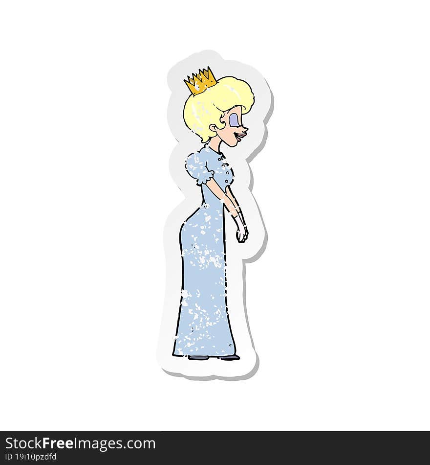 Retro Distressed Sticker Of A Cartoon Princess