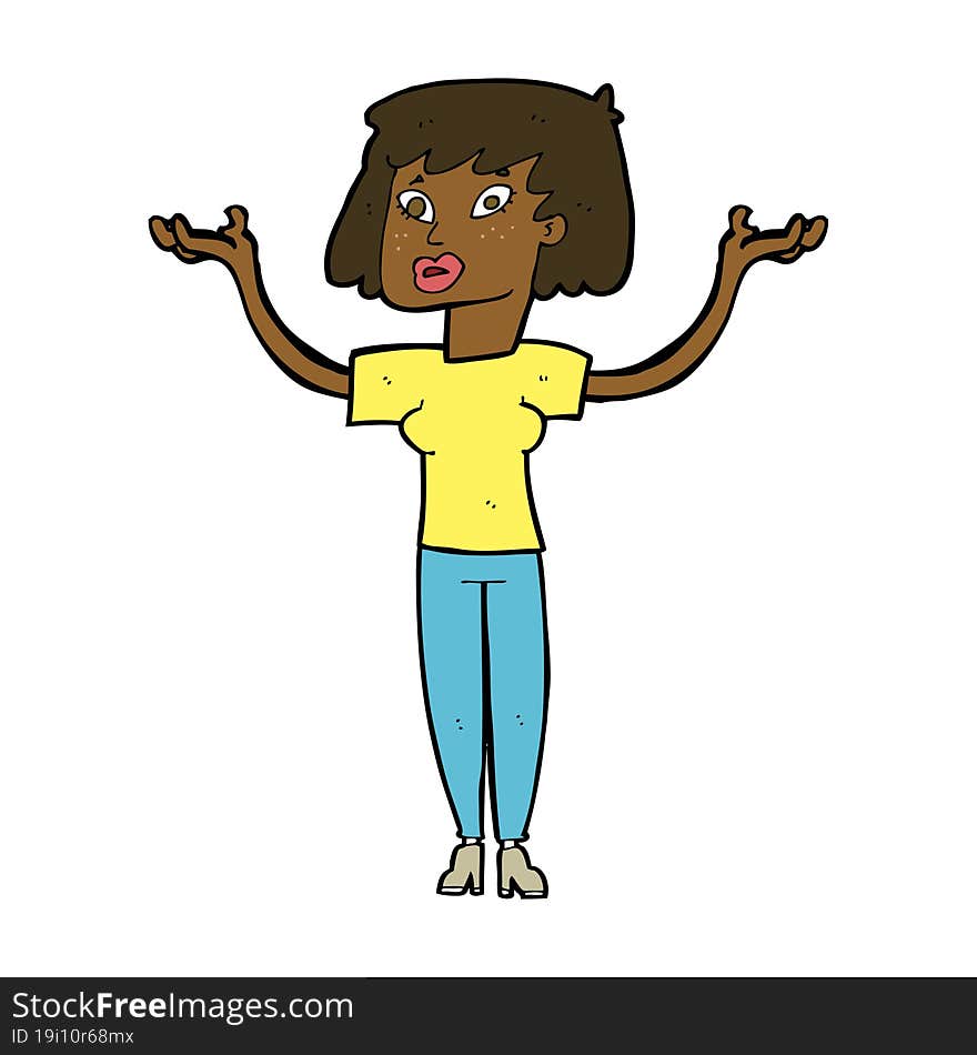 Cartoon Woman Holding Up Hands