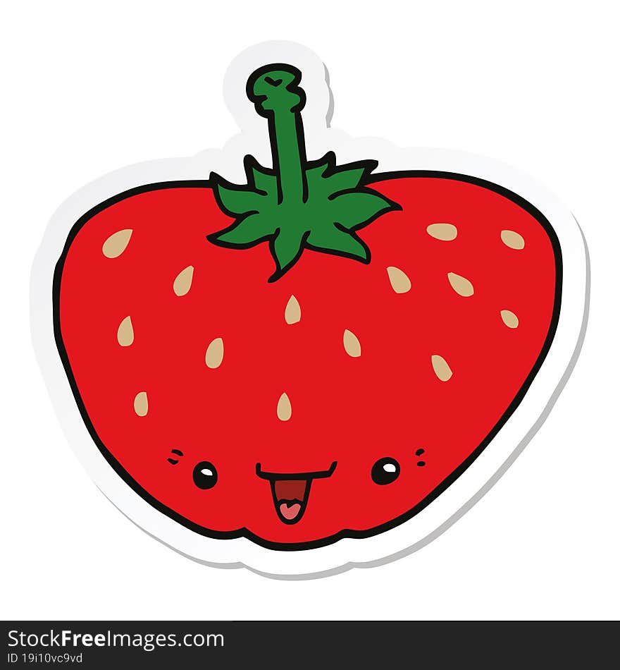 sticker of a cartoon strawberry