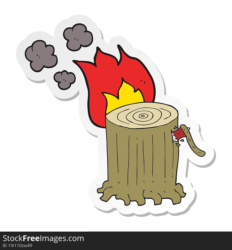 sticker of a cartoon big tree stump