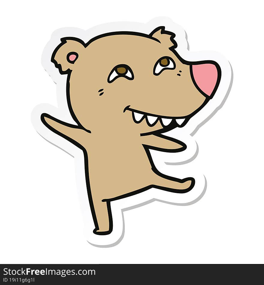 sticker of a cartoon bear dancing