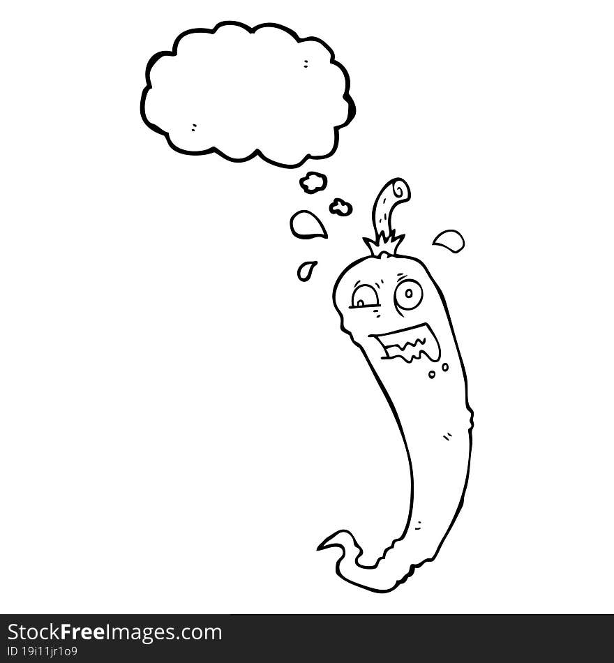 hot chilli pepper thought bubble cartoon