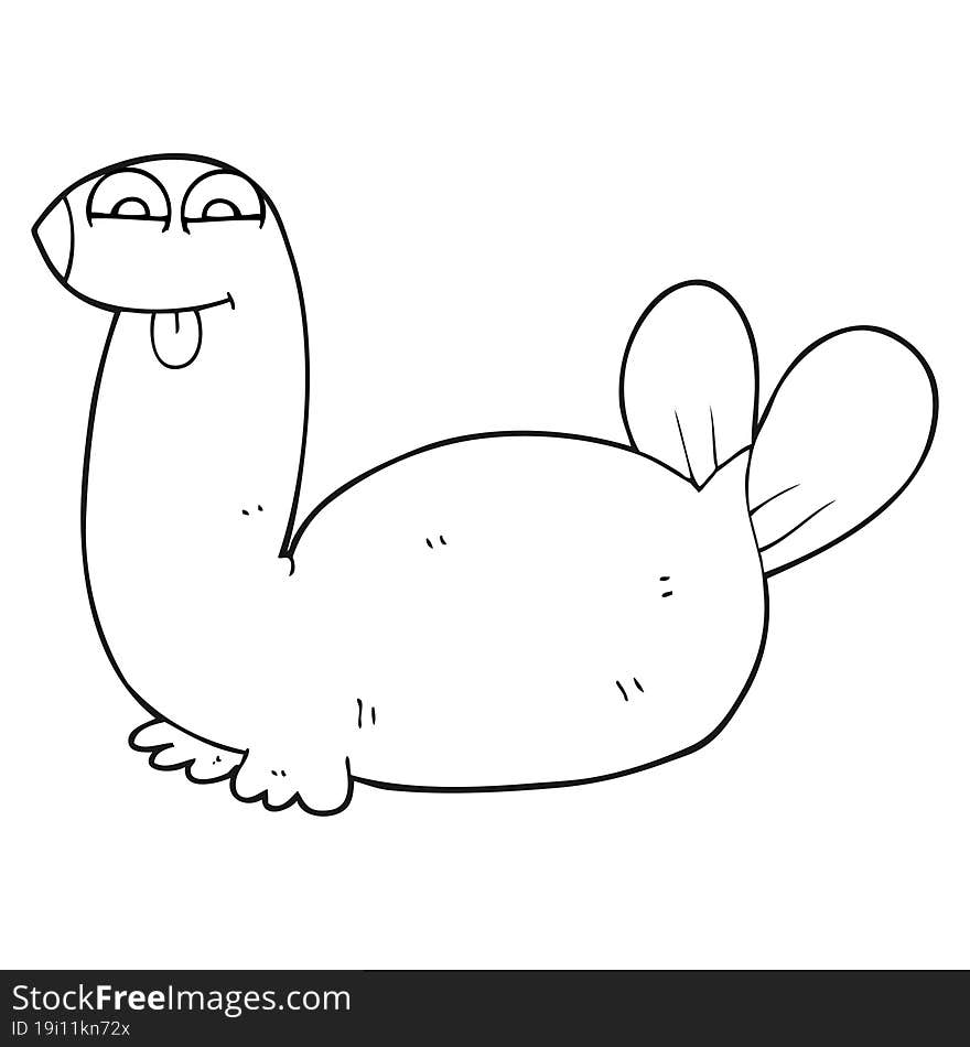 black and white cartoon seal