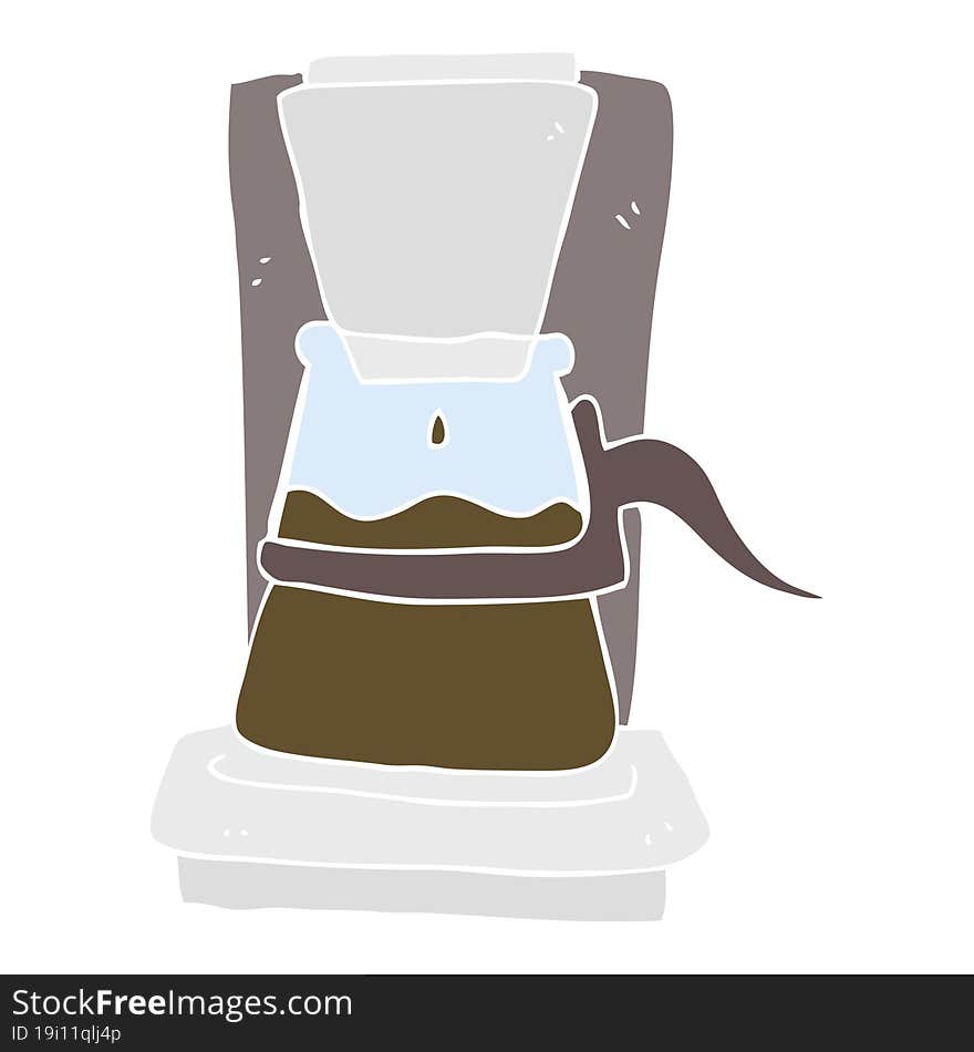 flat color illustration of a cartoon drip filter coffee maker