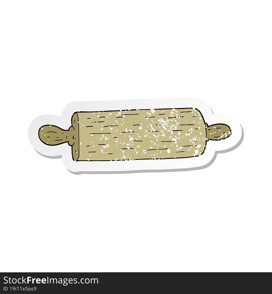 Retro Distressed Sticker Of A Cartoon Rolling Pin