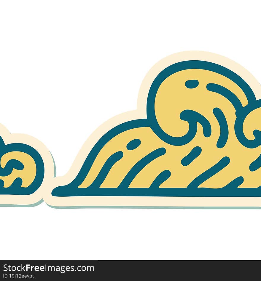 Tattoo Style Sticker Of Clouds