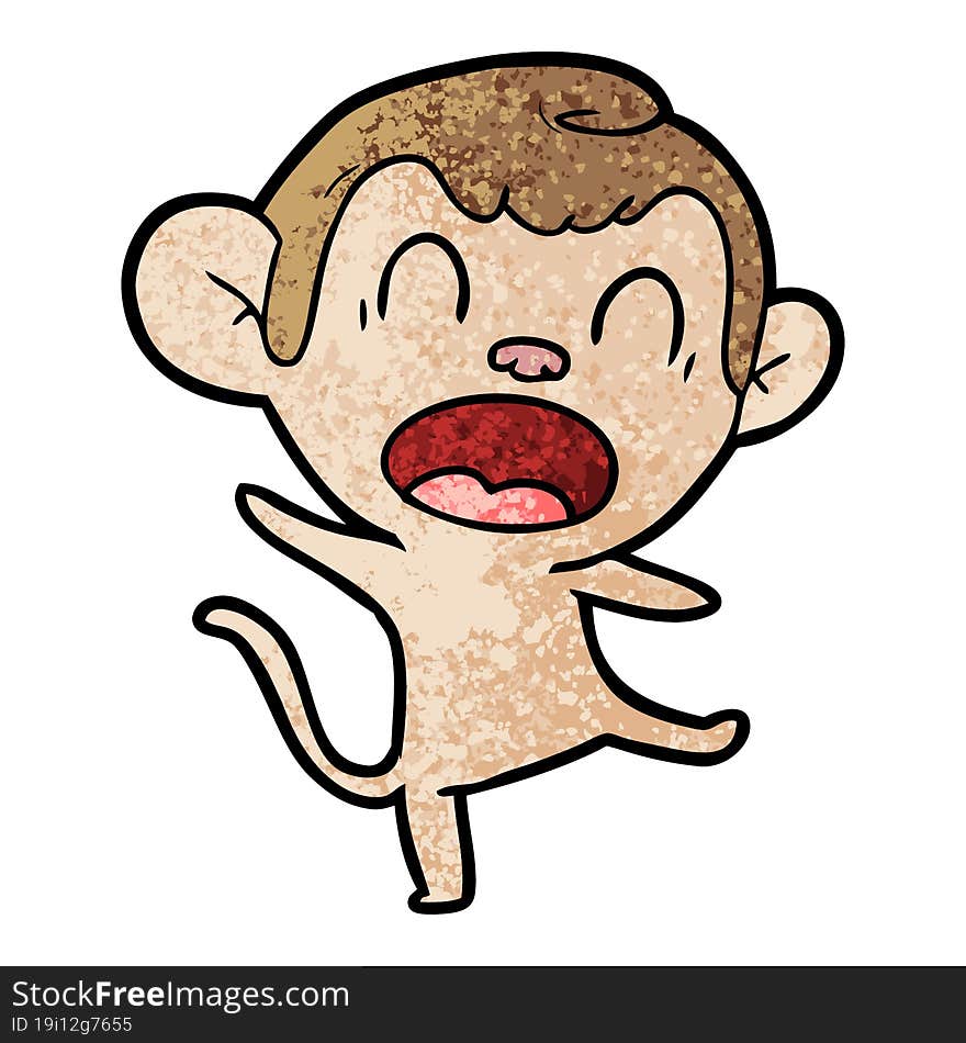 shouting cartoon monkey dancing. shouting cartoon monkey dancing