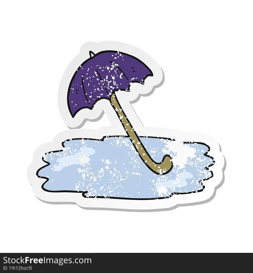 retro distressed sticker of a cartoon wet umbrella