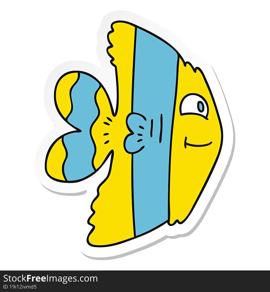 sticker of a quirky hand drawn cartoon fish