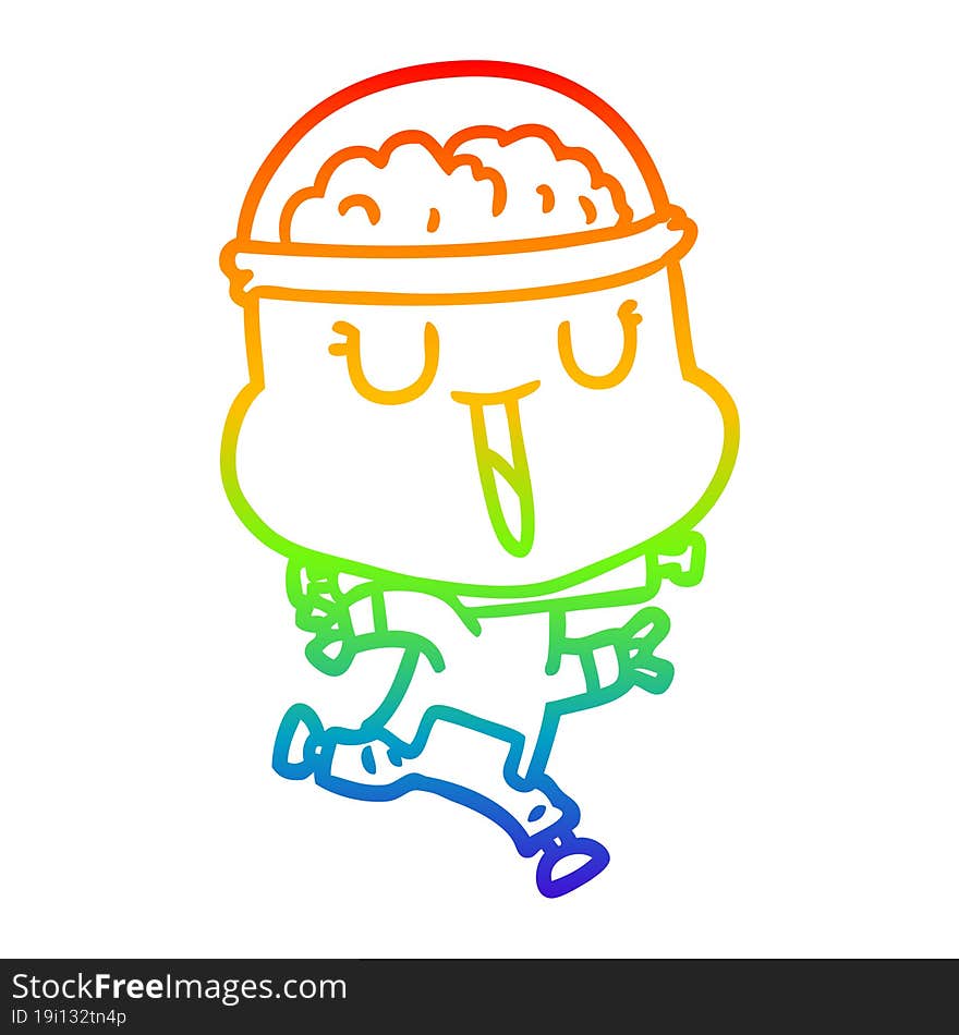 rainbow gradient line drawing of a happy cartoon robot