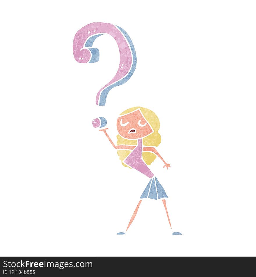 cartoon girl with questions