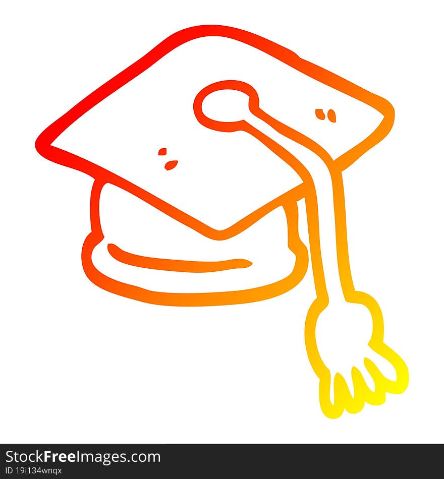 Warm Gradient Line Drawing Cartoon Graduation Hat