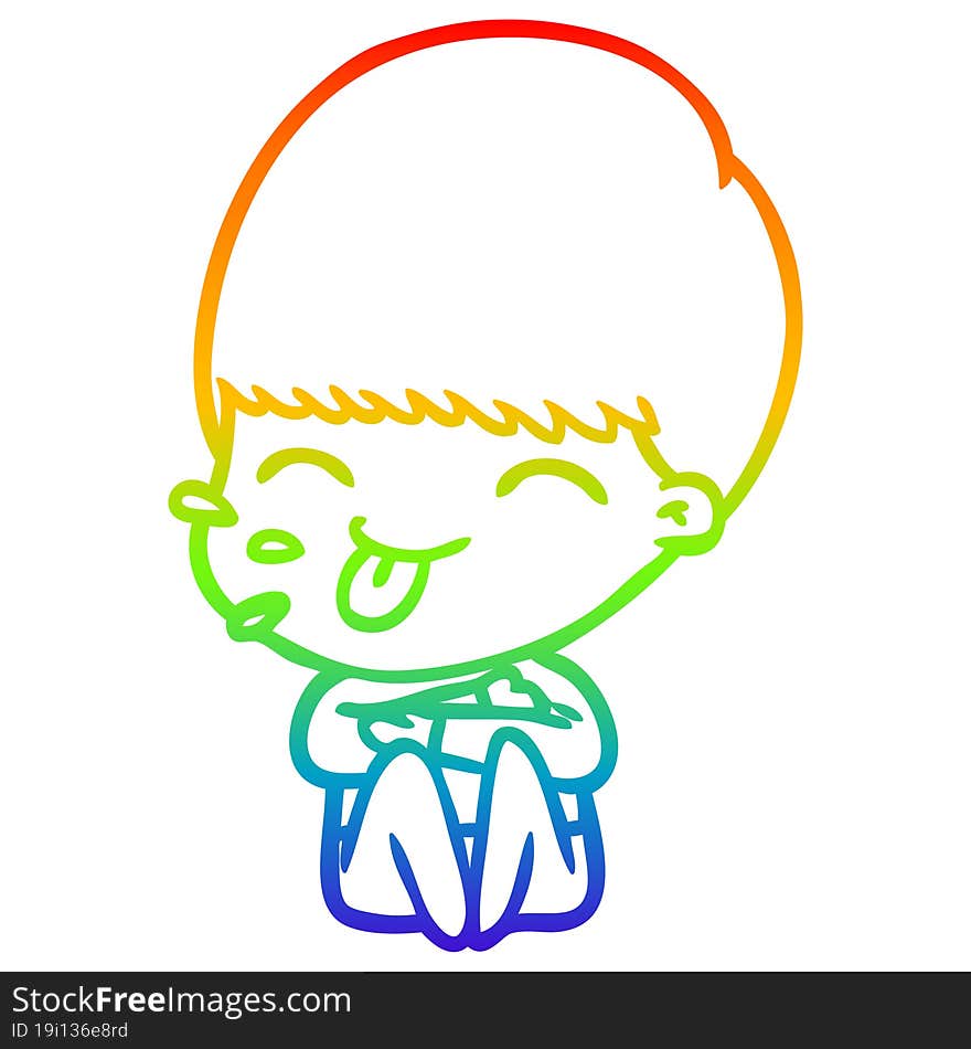 Rainbow Gradient Line Drawing Cartoon Rude Man