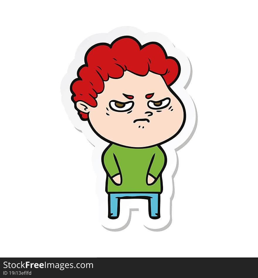 sticker of a cartoon angry man