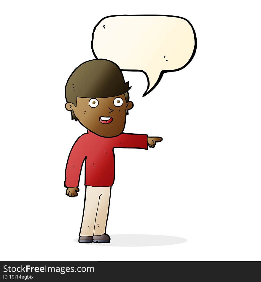 cartoon pointing man with speech bubble