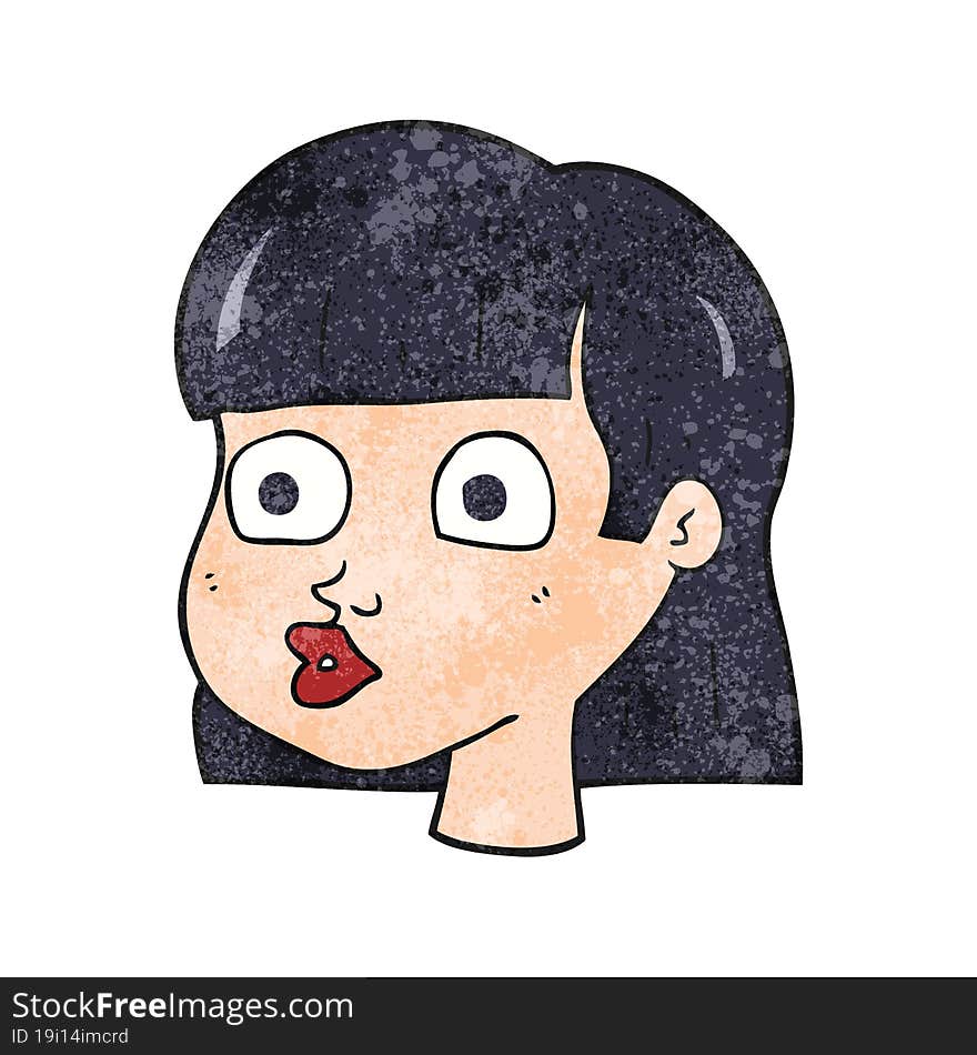 textured cartoon female face