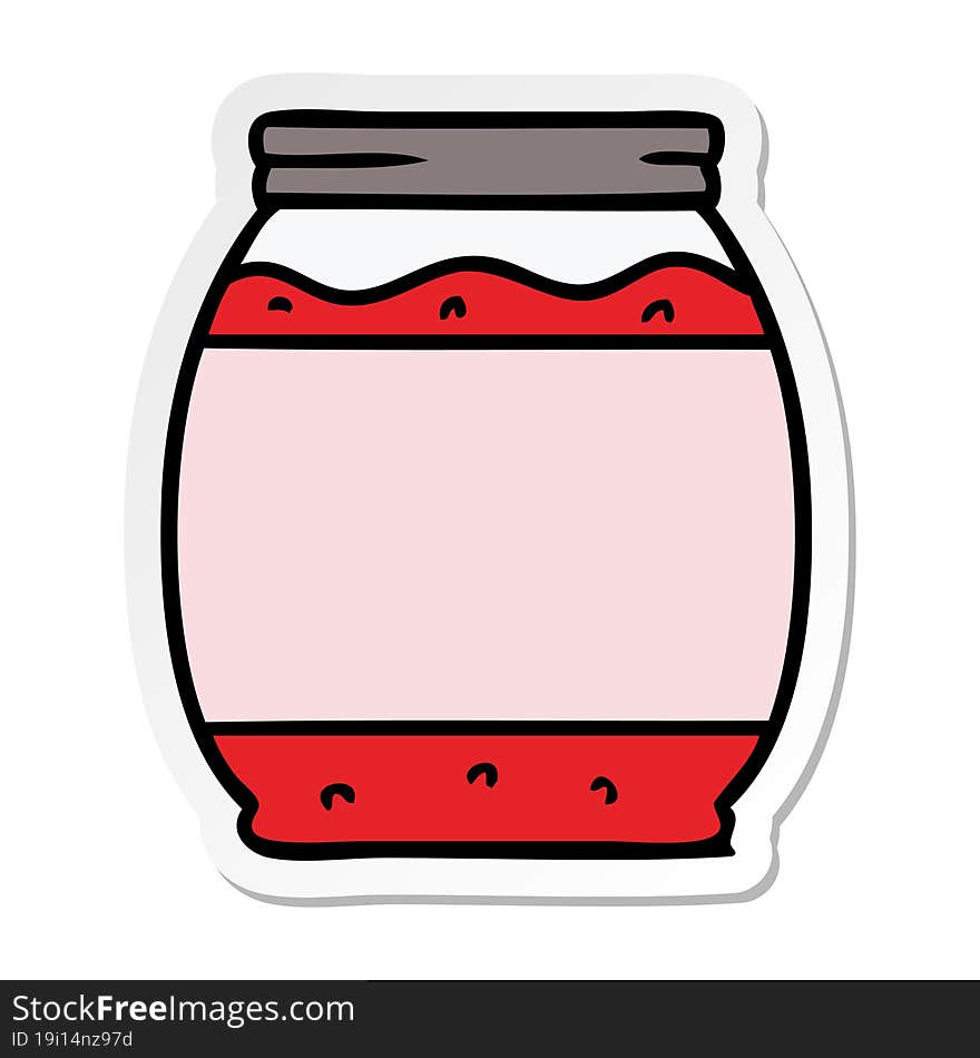 hand drawn sticker cartoon doodle of a strawberry jam