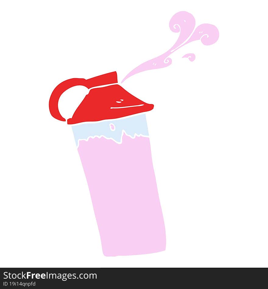 Flat Color Illustration Of A Cartoon Protein Shake