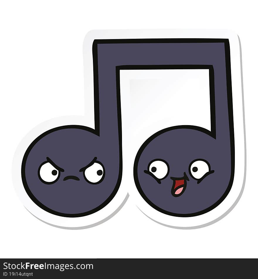 Sticker Of A Cute Cartoon Musical Note