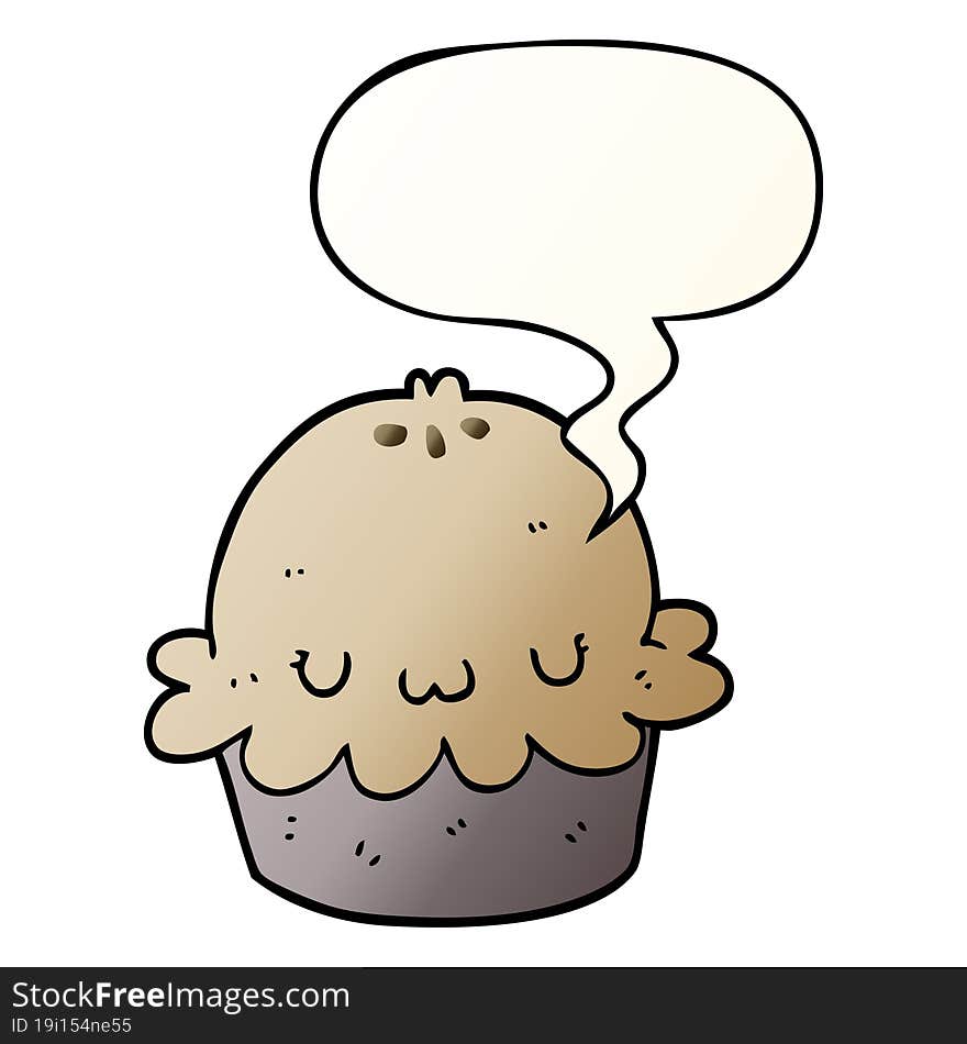 cute cartoon pie and speech bubble in smooth gradient style