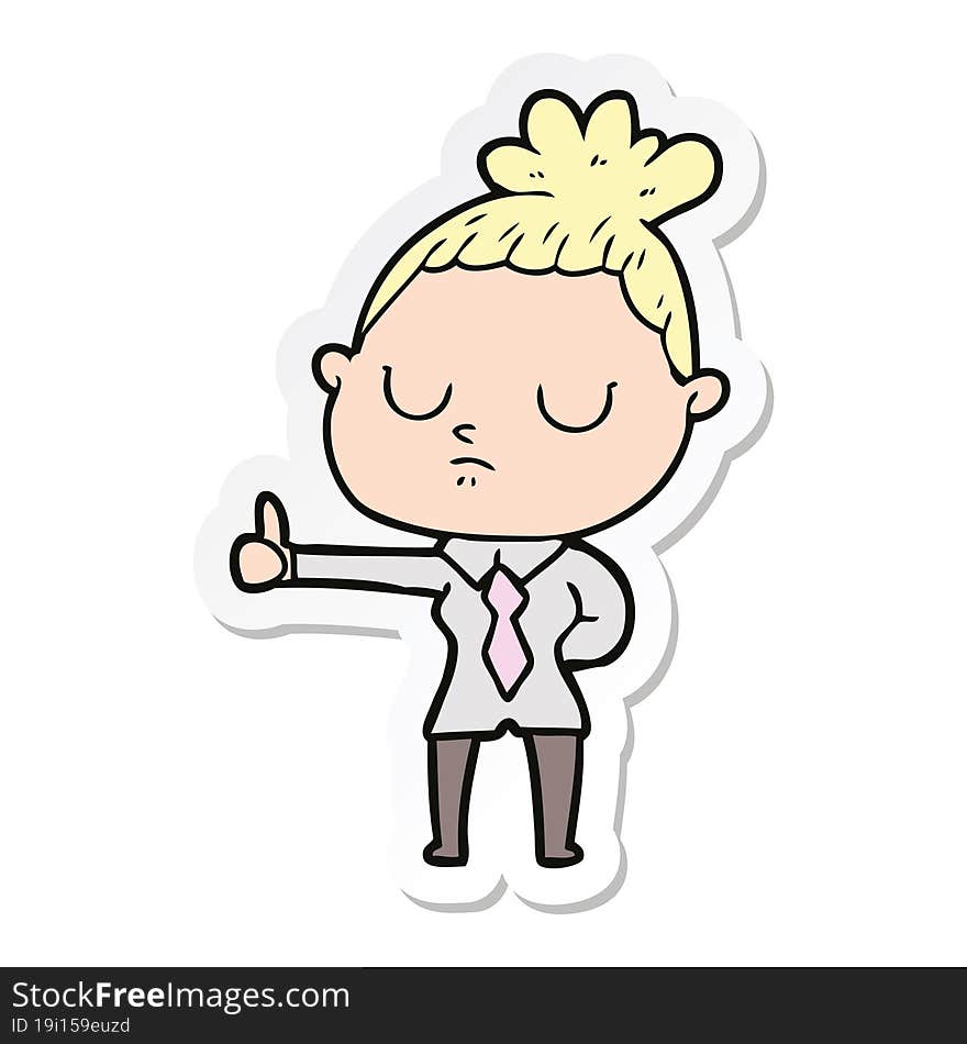 Sticker Of A Cartoon Calm Woman