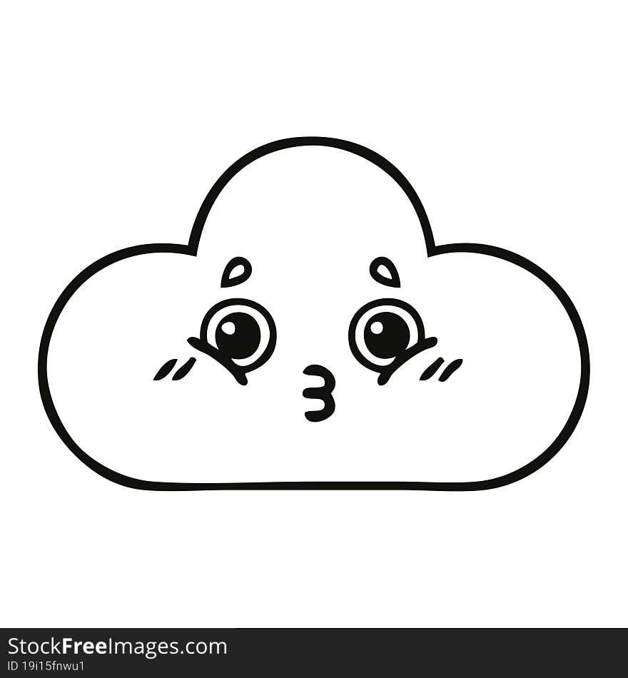 line drawing cartoon snow cloud