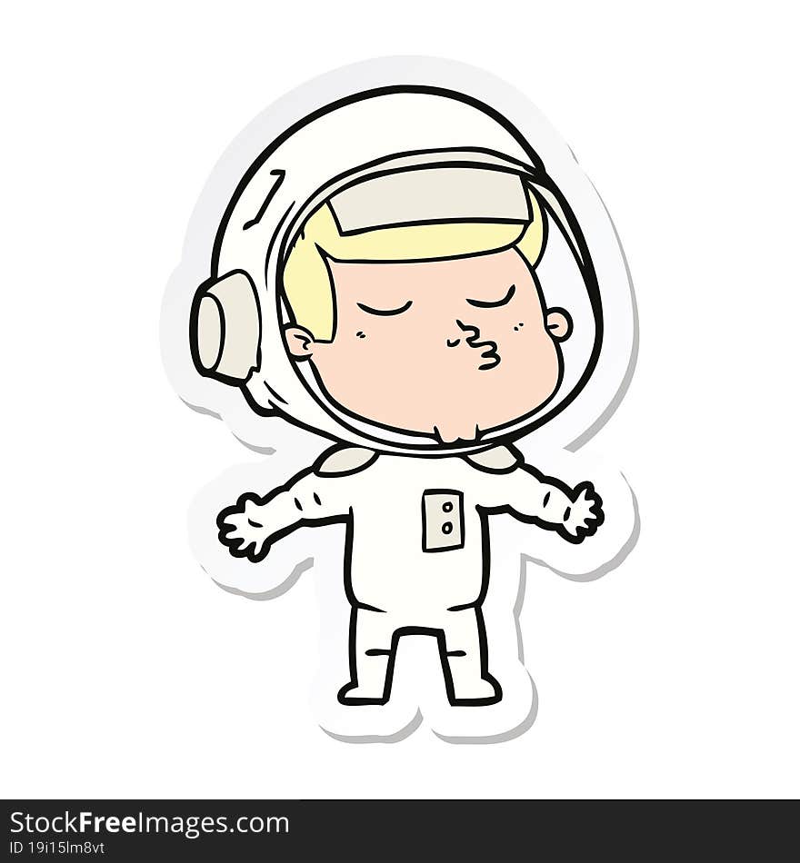 Sticker Of A Cartoon Confident Astronaut