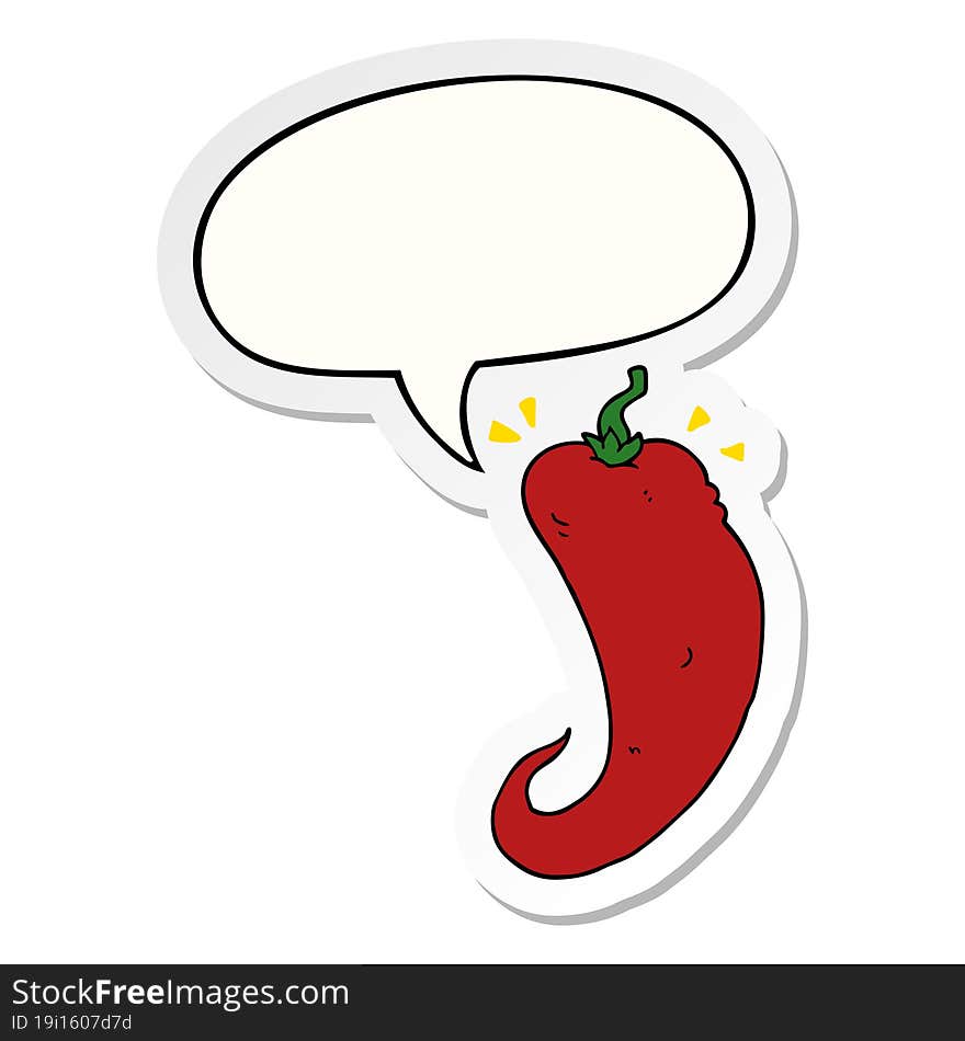 cartoon chili pepper with speech bubble sticker