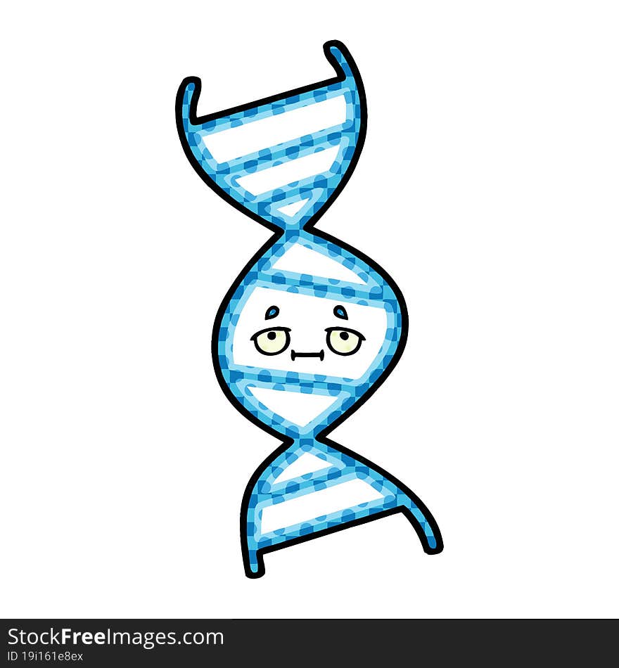 comic book style cartoon of a DNA strand